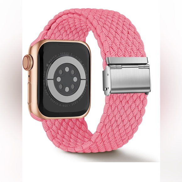 5for$10 Pink 38/40/41mm Braided stretch band adjustable Stainless Steel clasp - Picture 9 of 9